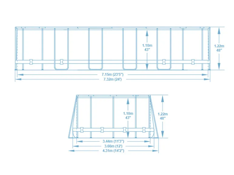 Power Steel™ Frame Pool Komplett-Set mit Filterpumpe, ca. L 732 x B 366 x H 122 cm