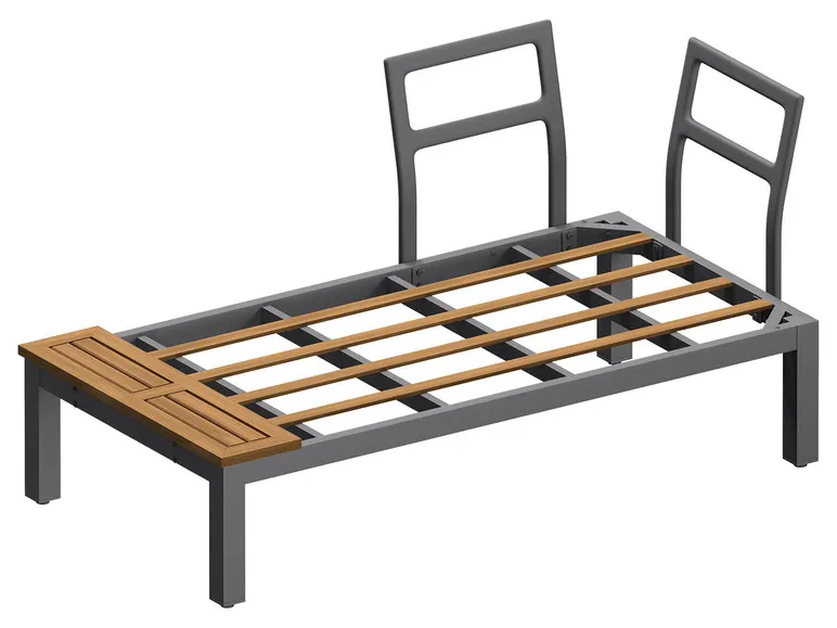 Loungeecke, 3-teilig, aus Alu und Holz, braun/grau