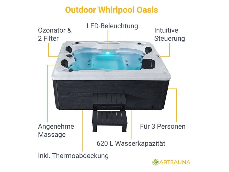 Whirlpool »Oasis«, mit 31 Massagedüsen, LED-Lichtspiel