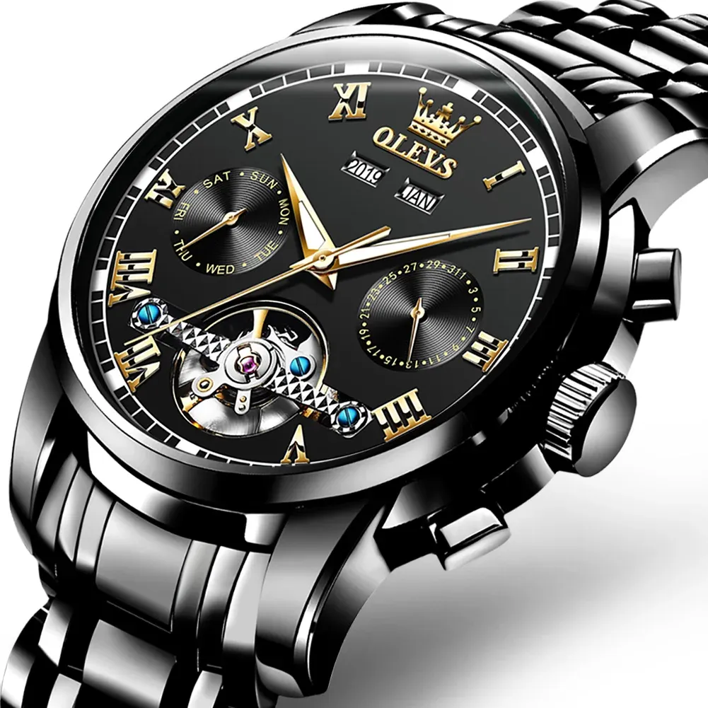 OLEVS Mechanical Watches Automatic Watch Men Stainless Steel Waterproof Luminous Watch for Men Luxury TOP Brand Wristwatch