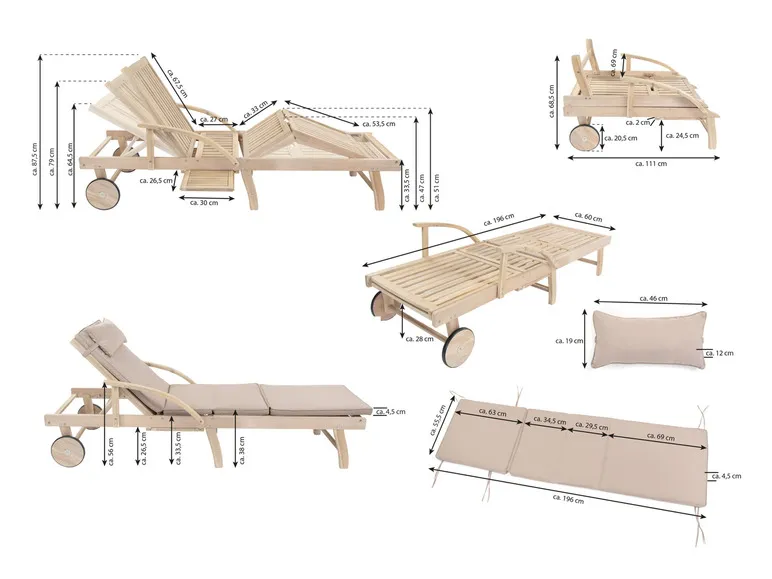 Liege »St. Tropez«, mit ausziehbaren Seitentisch