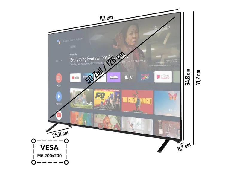 Fernseher XUAN751S Android Smart TV 50 Zoll 4K UHD