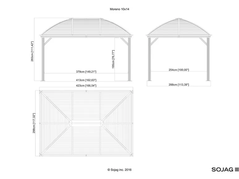 Pavillon Moreno 10x14, galv. Stahl