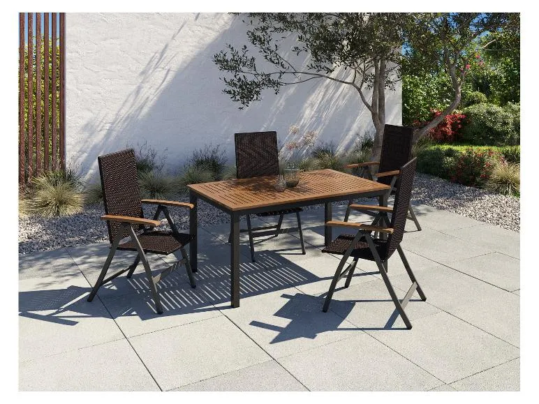 Geflecht-Set »Valencia«, 5-teilig - Standardtisch & 4 Hochlehner, braun