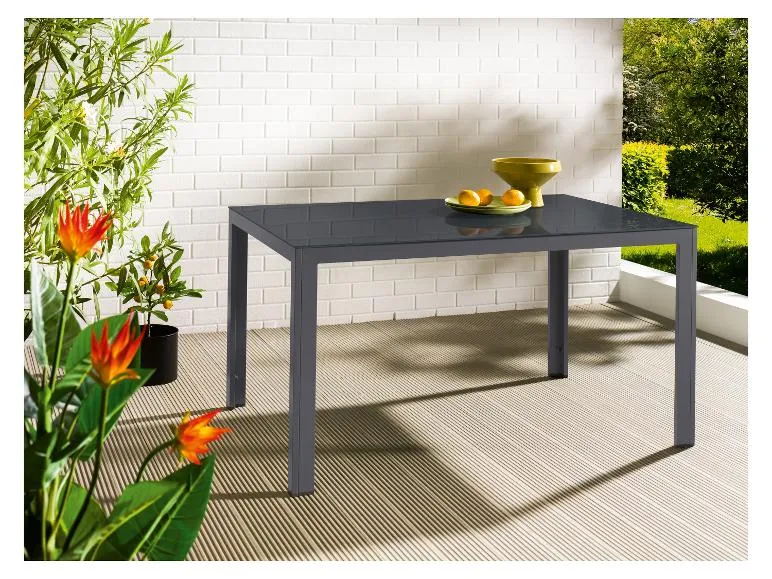 Alu-Set »Houston«, 7-teilig - Standardtisch & 6 Hochlehner, grau