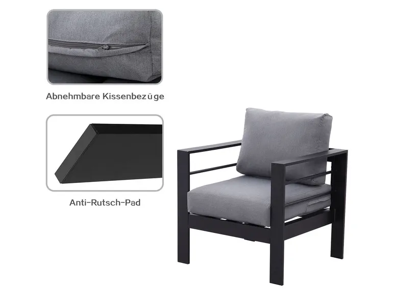 Gartenmöbel 7-Sitzer Lounge-Set Aluminium inkl. Polster