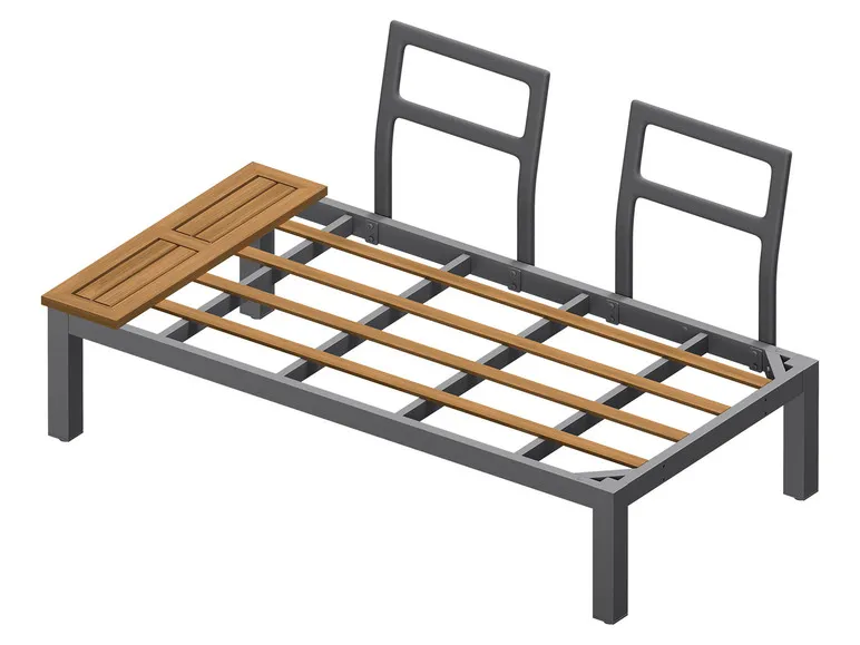 Loungeecke, 3-teilig, aus Alu und Holz, braun/grau