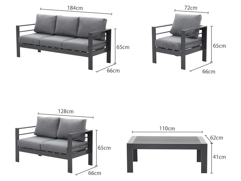 Gartenmöbel 7-Sitzer Lounge-Set Aluminium inkl. Polster