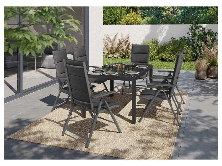 Alu-Set »Toronto«, 7-teilig - Standardtisch & 6 Hochlehner, anthrazit/grau