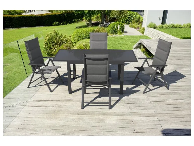 Alu-Set »Toronto«, 5-teilig - Ausziehtisch & 4 Hochlehner, anthrazit/grau