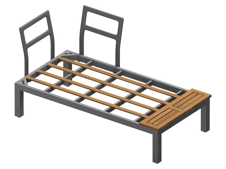 Loungeecke, 3-teilig, aus Alu und Holz, braun/grau