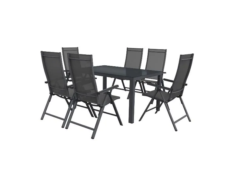 Alu-Set »Houston«, 7-teilig - Standardtisch & 6 Hochlehner, grau