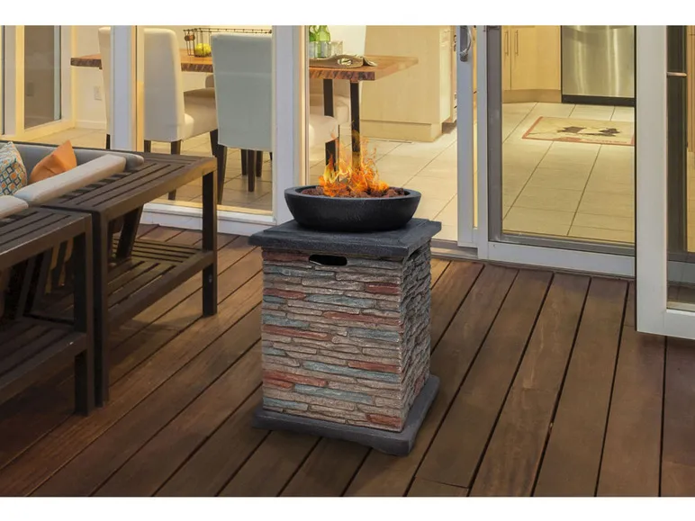 Feuerstelle im Ziegelstein-Design, grau