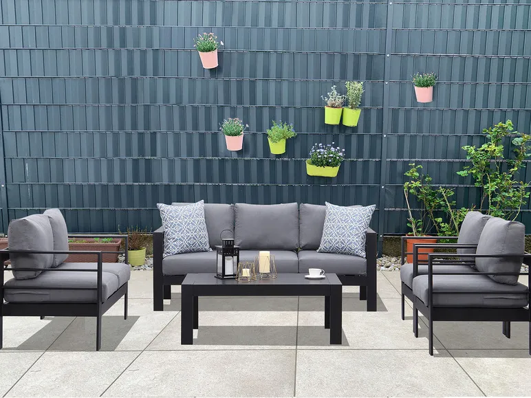 Gartenmöbel 7-Sitzer Lounge-Set Aluminium inkl. Polster