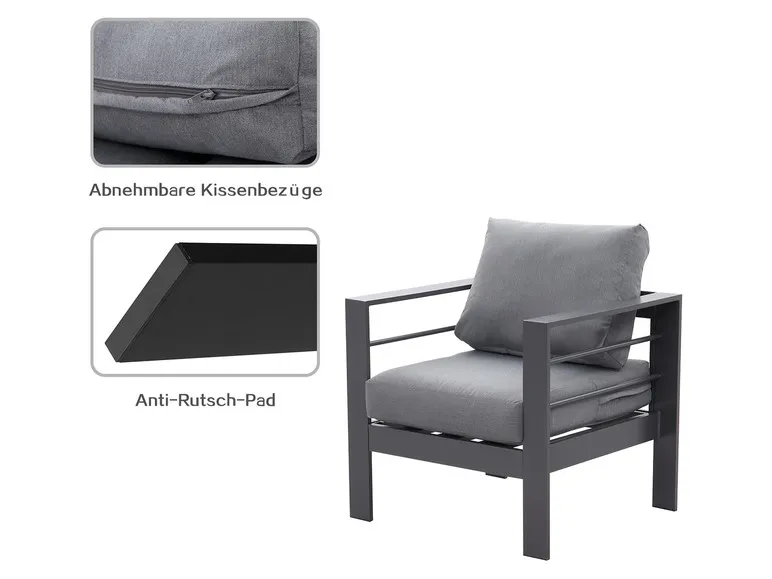 Gartenmöbel 7-Sitzer Lounge-Set Aluminium inkl. Polster