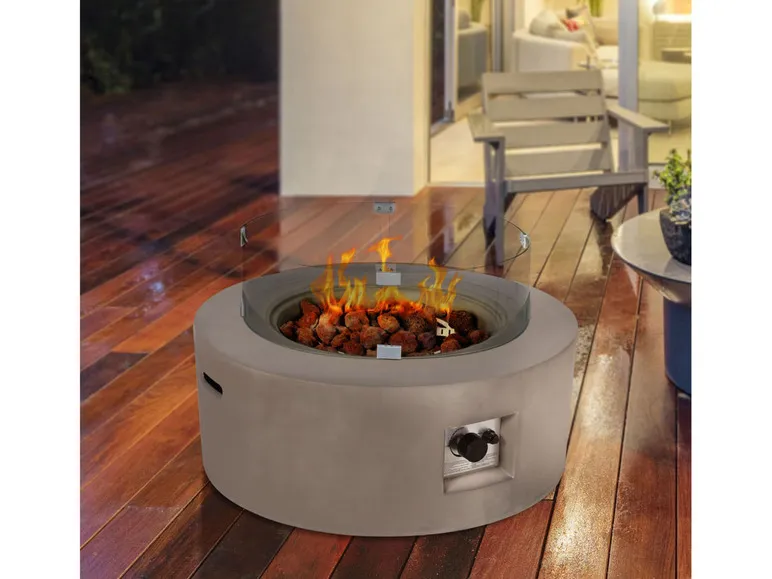 Feuerstelle, rund, grau