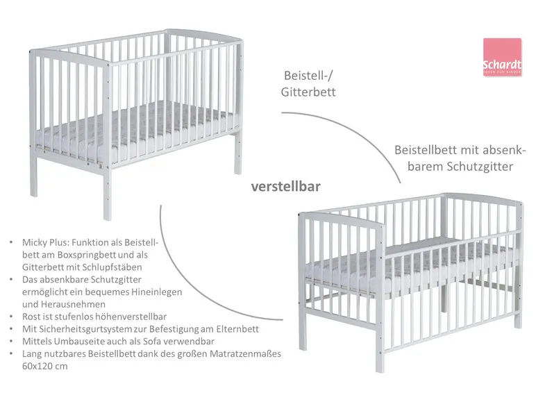 Gitter-Beistellbett »Micky Plus« für Boxspringbetten