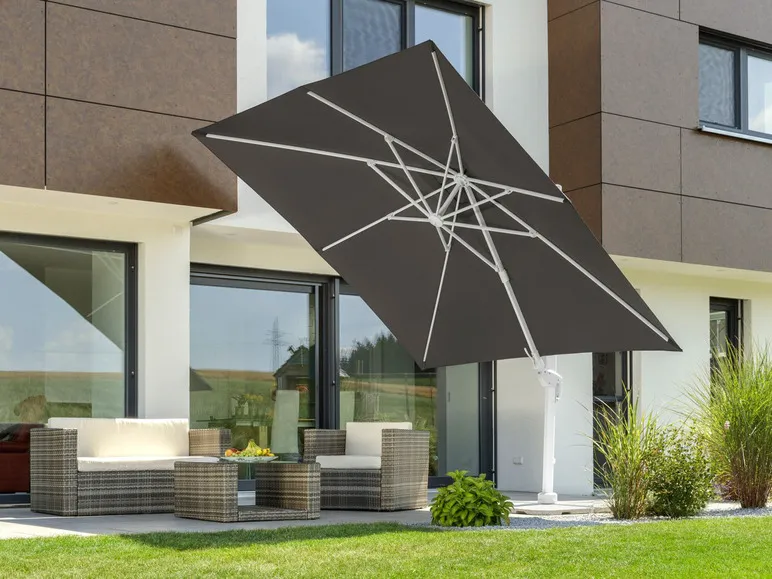 Schneider Ampelschirm »RHODOS TWIST BIANCO«, 300 x 300 cm, mit Plattenständer, imprägniert