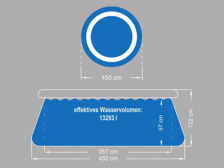Quick-up Pool-Set, Ø 450 x H 122 cm, Komplett-Set mit Filterpumpe, Leiter, Planen