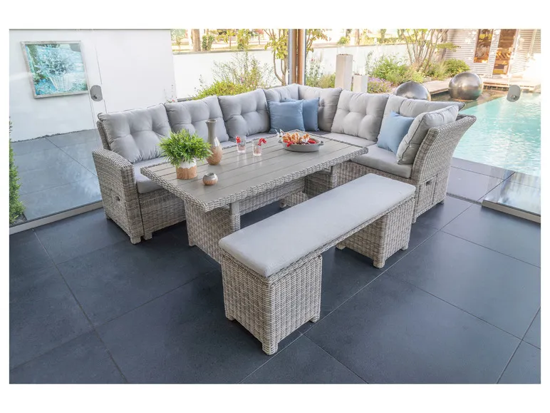 Loungeset »Malia«, 5-teilig, halbrund, grau