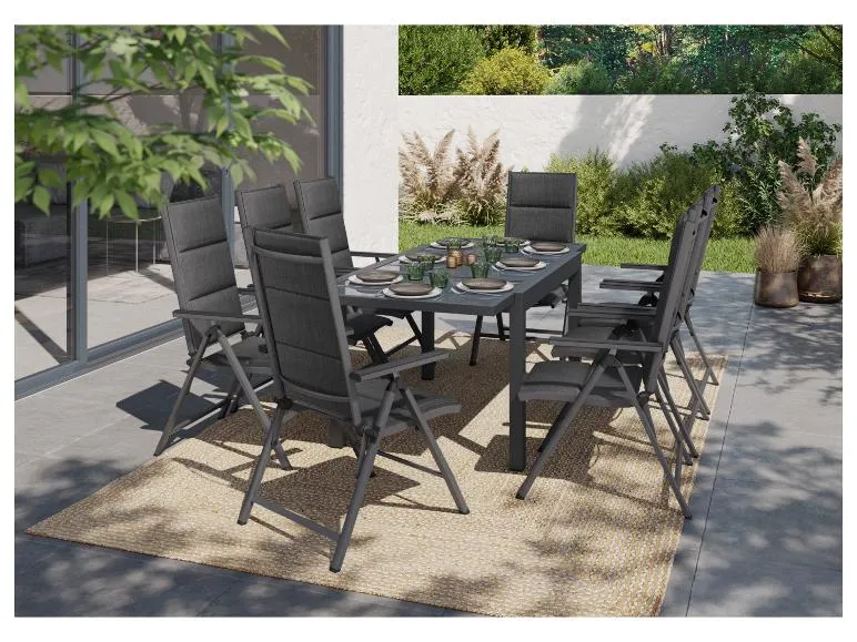 Alu-Set »Toronto«, 9-teilig - Ausziehtisch & 8 Hochlehner, anthrazit/grau
