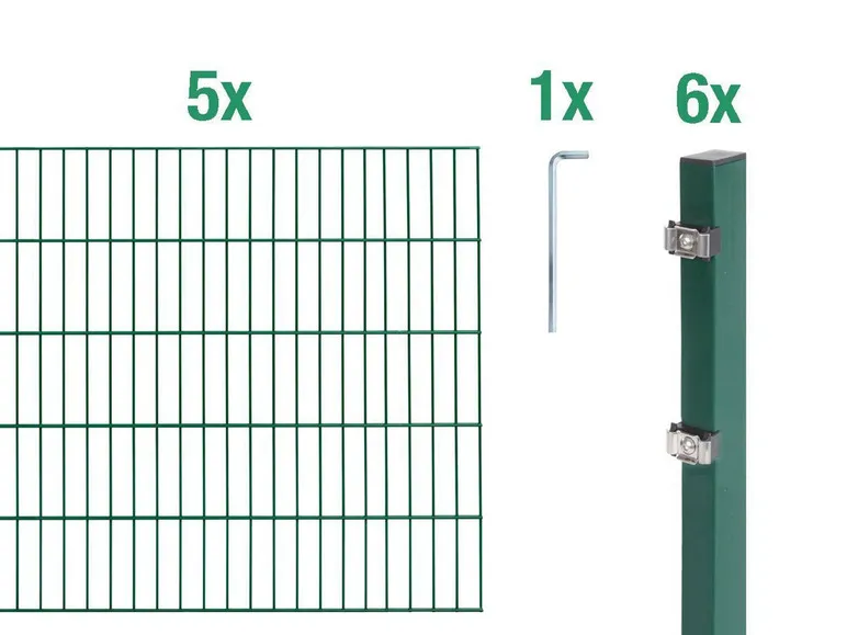 Doppelstabmattenzaun-Grundset, Länge 10 m
