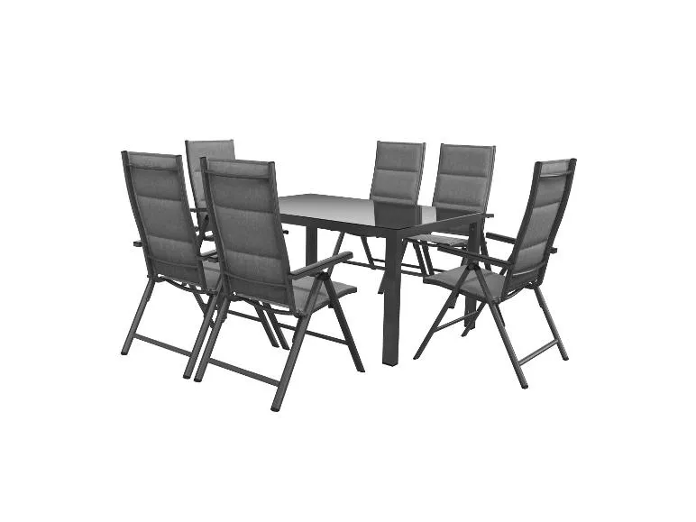 Alu-Set »Toronto«, 7-teilig - Standardtisch & 6 Hochlehner, anthrazit/grau