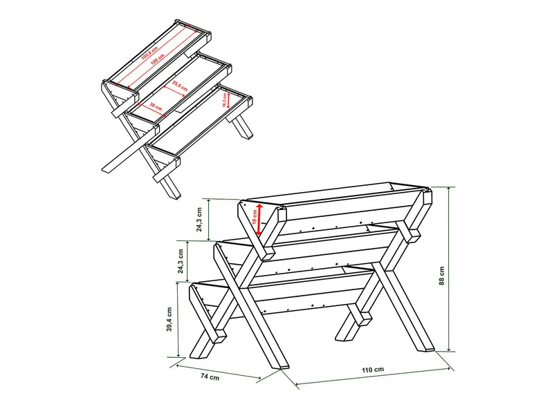 Hochbeet »Trio«, aus Lärchenholz, L 110 x B 74 x H 89 cm