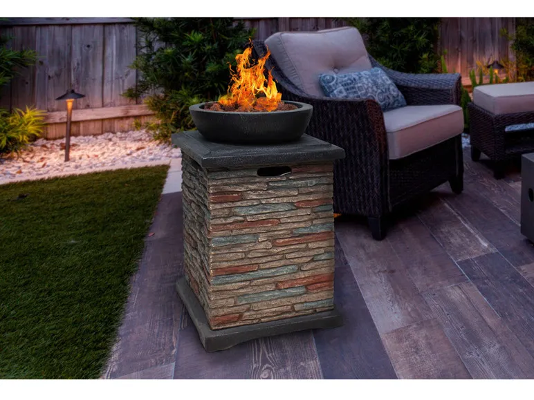 Feuerstelle im Ziegelstein-Design, grau