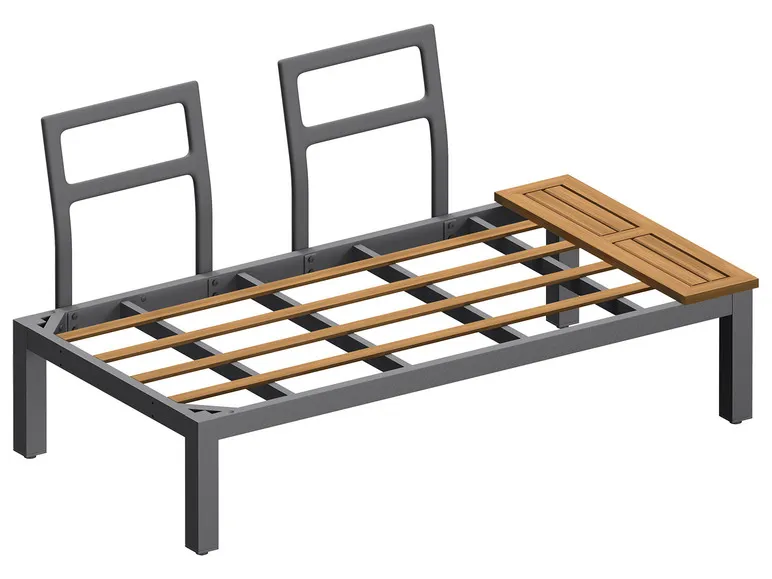 Loungeecke, 3-teilig, aus Alu und Holz, braun/grau