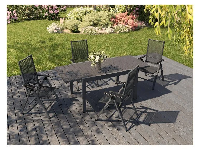 Alu-Rope-Set »Miami«, 5-teilig - Ausziehtisch und 4 Hochlehner, anthrazit