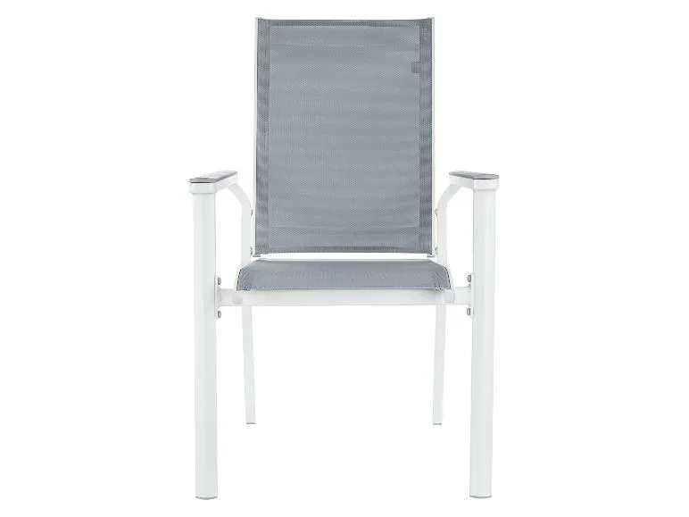 Alu-Set »Houston«, 7-teilig - Ausziehtisch & 6 Stapelsessel, weiß/hellgrau