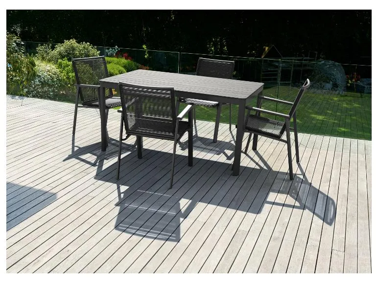 Alu-Rope-Set »Miami«, 5-teilig - Standardtisch & 4 Stapelsesel, anthrazit