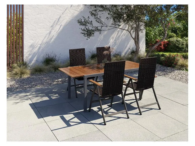 Geflecht-Set »Valencia«, 5-teilig - Ausziehtisch & 4 Klappsessel, braun