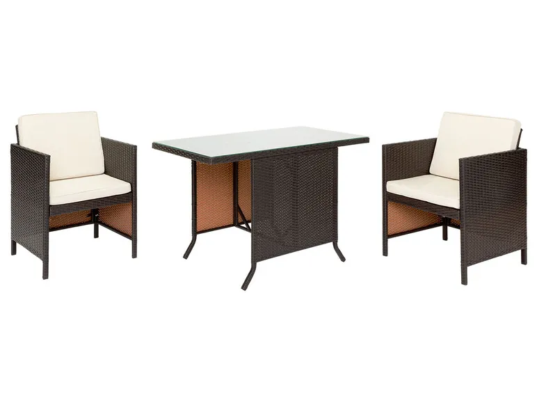 Balkon-Set, aus Geflecht, 3-teilig, braun