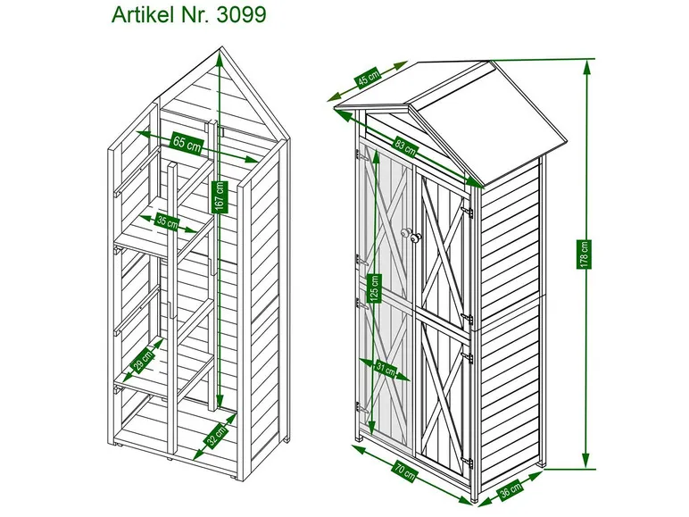 HABAU Gartenschrank »Lena«, 83 x 45 x 178 cm, grau