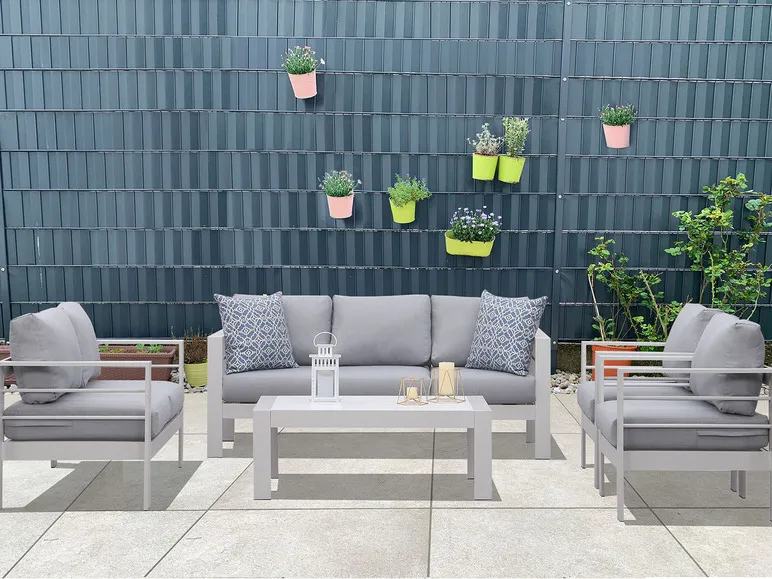 Gartenmöbel 7-Sitzer Lounge-Set Aluminium inkl. Polster