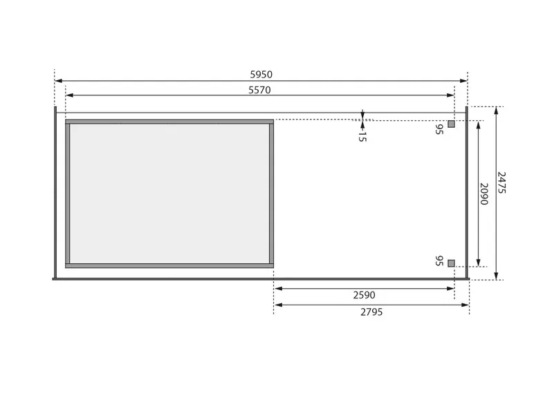 Karibu Gartenhaus »Trundholm 2«, Flachdach, inklusive Schleppdach und Doppelflügeltür