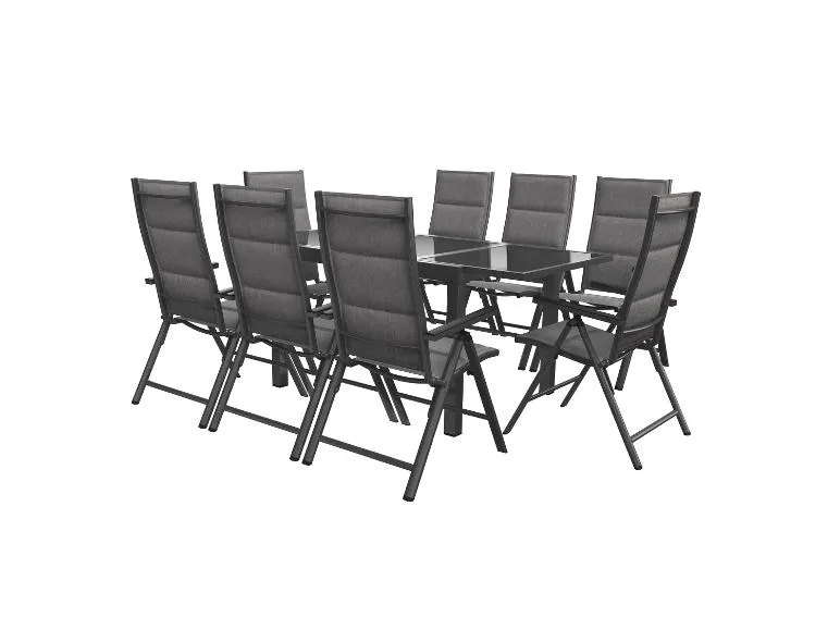 Alu-Set »Toronto«, 9-teilig - Ausziehtisch & 8 Hochlehner, anthrazit/grau