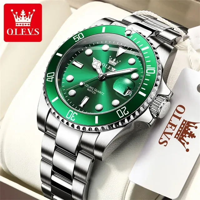 OLEVS Men's Watch Luxury Top Brand One-Way Rotating Outer Ring Design Quartz Watch for Men Auto Date Waterproof Wrist Watches