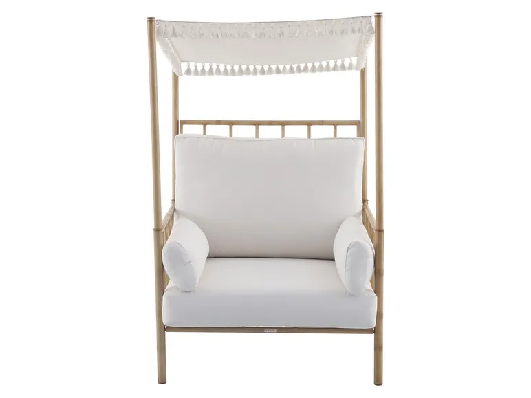 Stahlsessel mit Baldachin, inkl. Auflagen