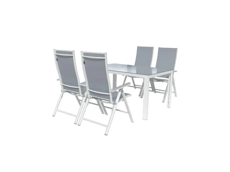 Alu-Set »Houston«, 5-teilig - Standardtisch & 4 Hochlehner, weiß/hellgrau