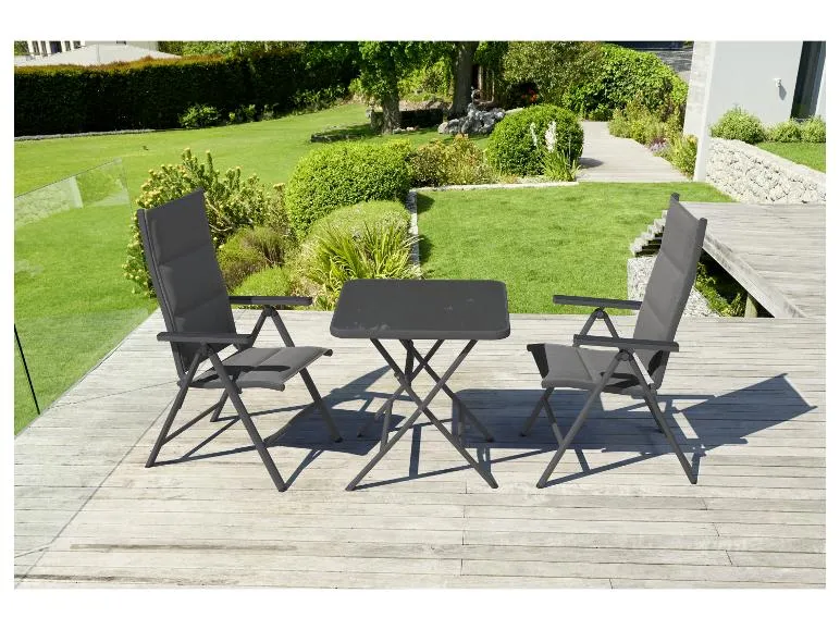 Alu-Set »Toronto«, 3-teilig - Klapptisch & 2 Hochlehner, grau