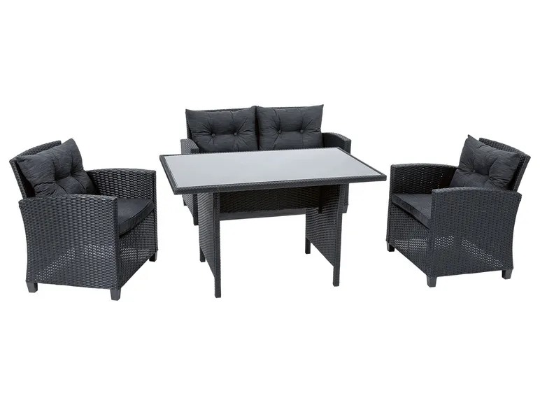 Lounge-Set, 4-teilig, mit Kissen, anthrazit