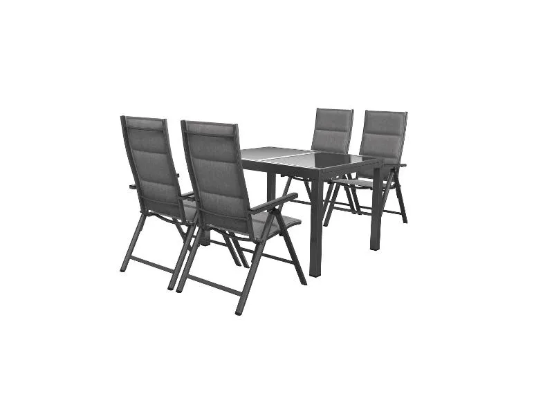 Alu-Set »Toronto«, 5-teilig - Ausziehtisch & 4 Hochlehner, anthrazit/grau