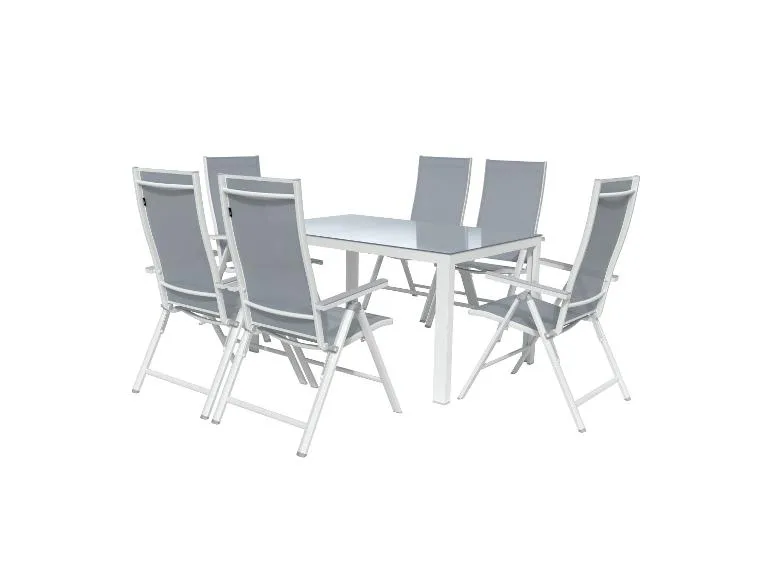 Alu-Set »Houston«, 7-teilig - Standardtisch & 6 Hochlehner, weiß/hellgrau