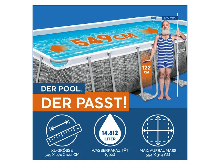 Power Steel™ Frame Pool Komplett-Set mit Filterpumpe, ca. L 549 x B 274 x L 122 cm