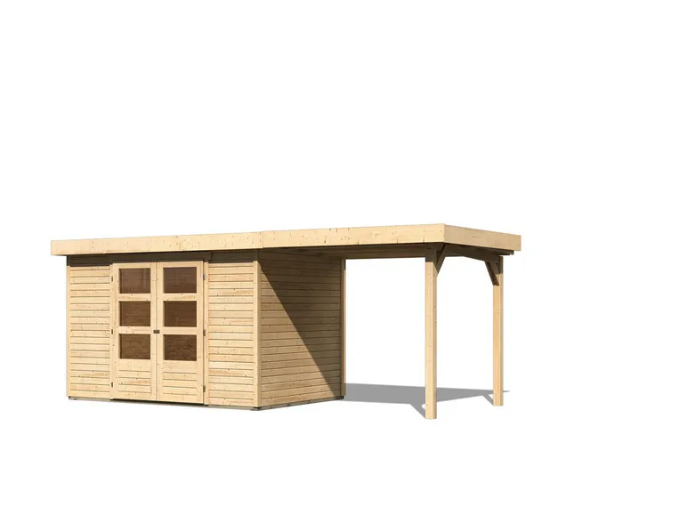 Karibu Gartenhaus »Trundholm 2«, Flachdach, inklusive Schleppdach und Doppelflügeltür