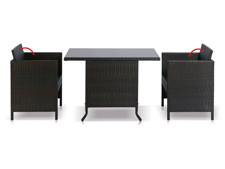 Balkon-Set, aus Geflecht, 3-teilig, braun