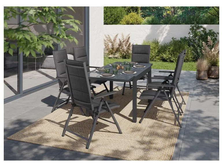Alu-Set »Toronto«, 7-teilig - Ausziehtisch & 6 Hochlehner, anthrazit/grau